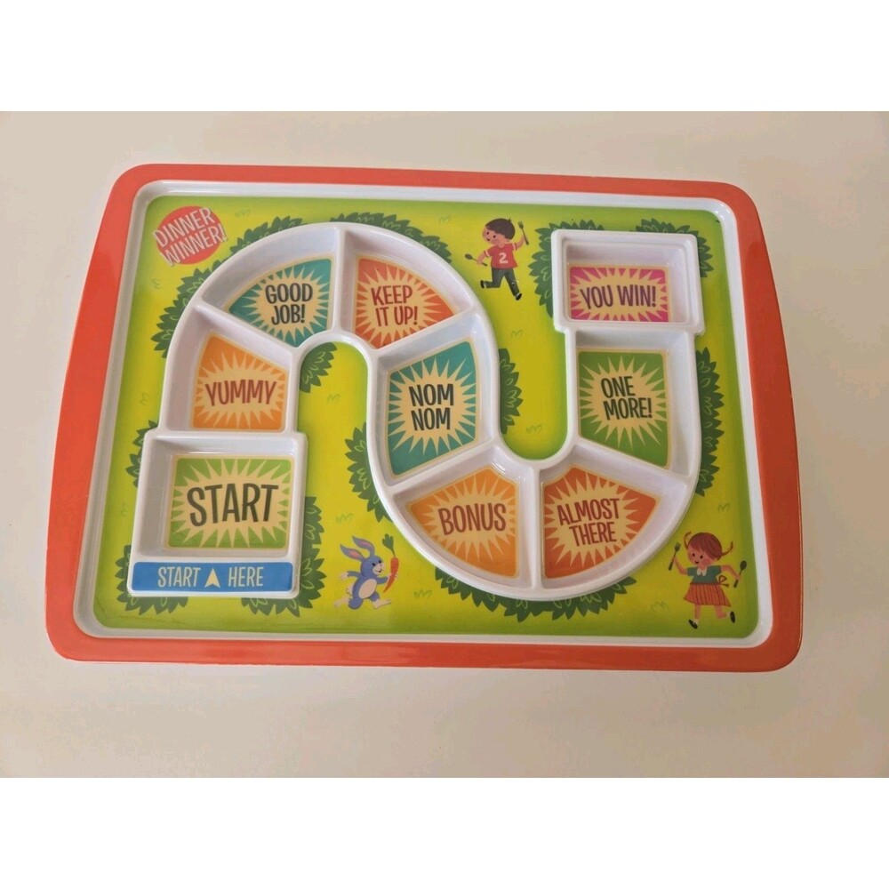 Fred DINNER WINNER Kids Dinner Plate Melamine Game Tray Toddler Picky Eater